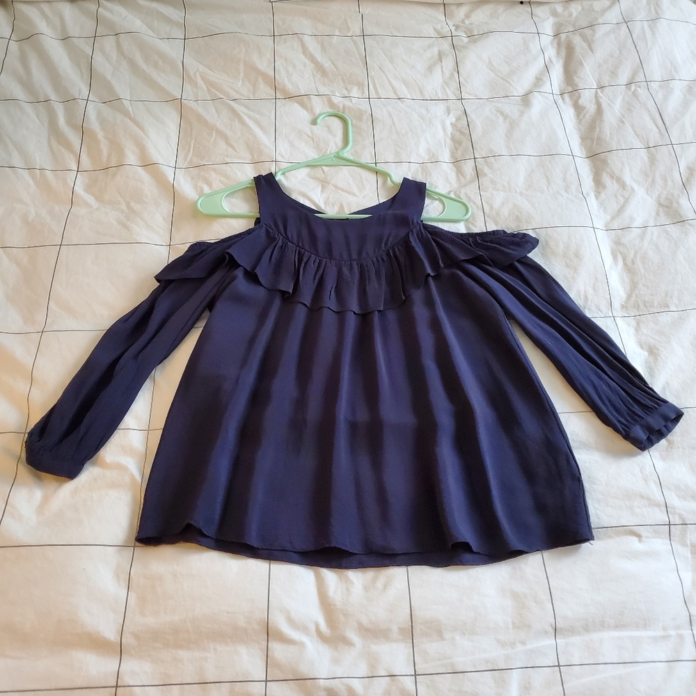 Anthropologie Maeve Cold Shoulder Ruffle Blouse